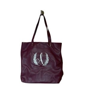 Thirty One Around Town Tote - Deep Merlot Pebble Embroidered "A" Feathers